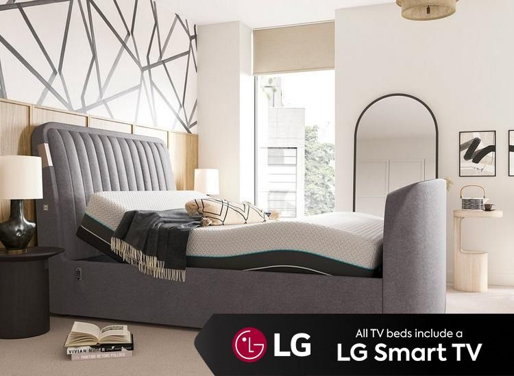 Yokohama Sleepmotion Adjustable Velvet-Finish Dolby Atmos TV Bed Frame